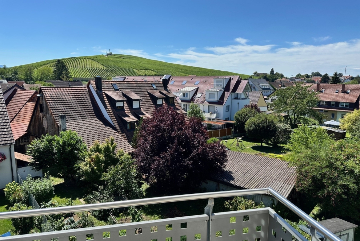Aussicht vom Balkon: Blick in die Weinberge