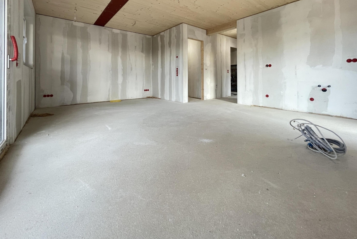 offene Küche mit Essen / Wohnen und Balkon