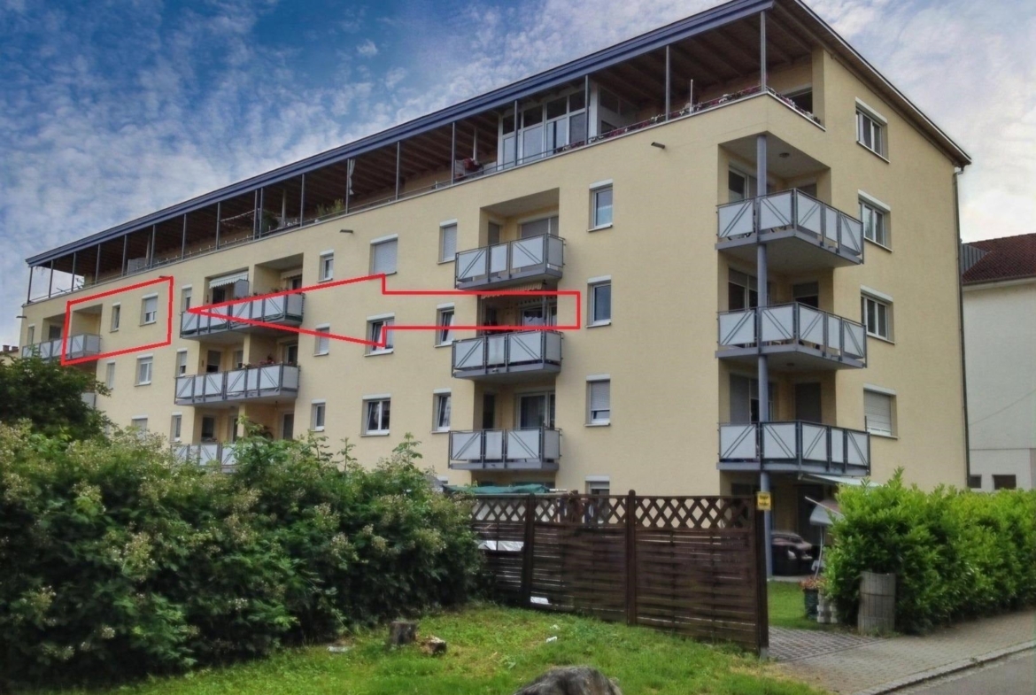 Hausansicht mit Lage der Wohnung
