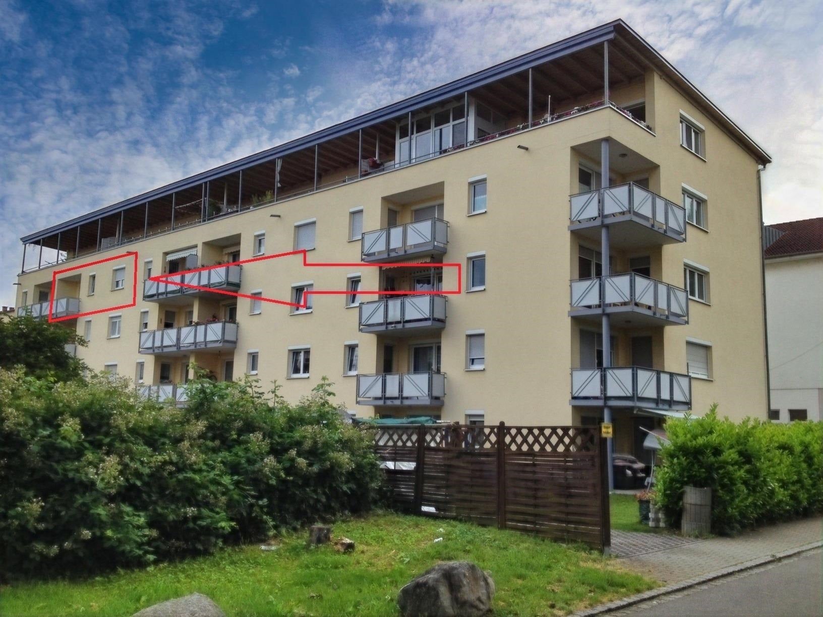Hausansicht mit Lage der Wohnung
